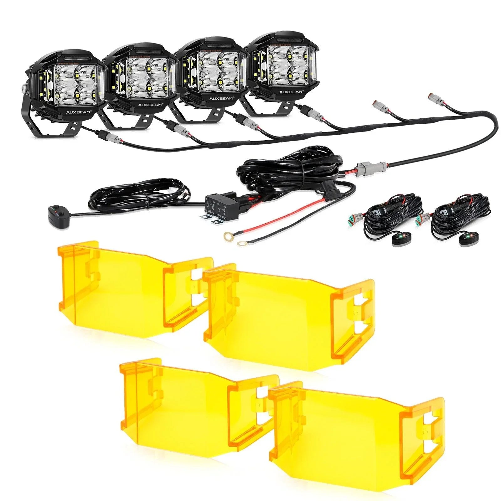 Auxbeam® 4 inch led pod, amber pod lights, Side Shooter for trucks