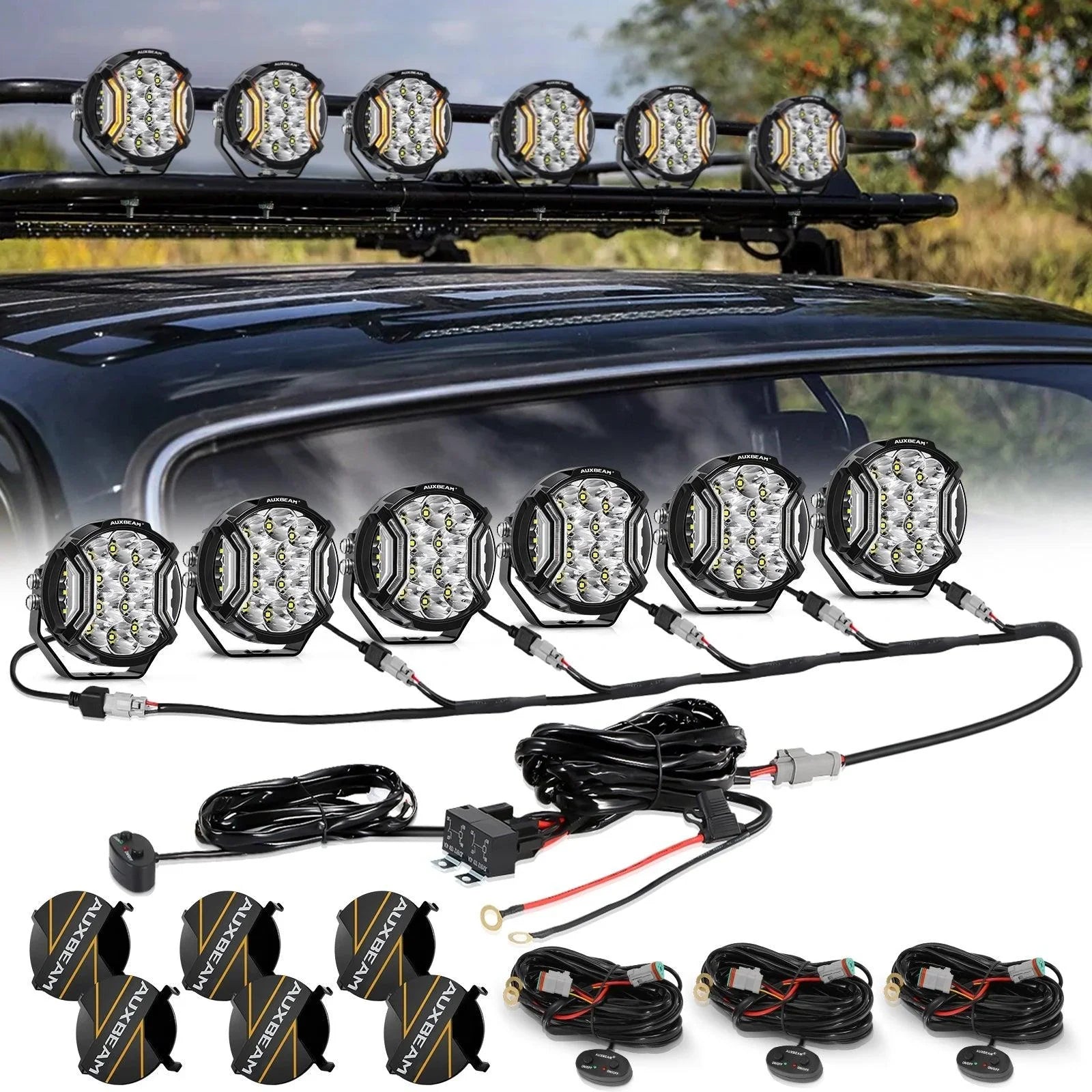 V-ULTRA Series 6/8 Pcs 5 Inch 172W LED Side Shooter Amber DRL with Pow