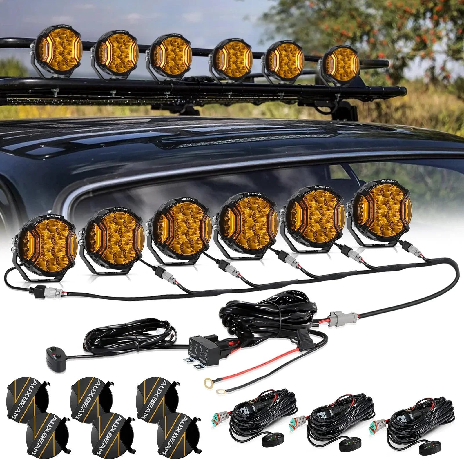 V-ULTRA Series 6/8 Pcs 5 Inch 172W LED Side Shooter Amber DRL with Pow