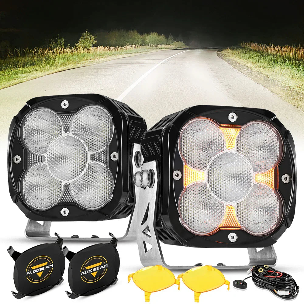Auxbeam®XP-ULTRA Series 4.5 Inch Flood Beam LED Pod Lights Off