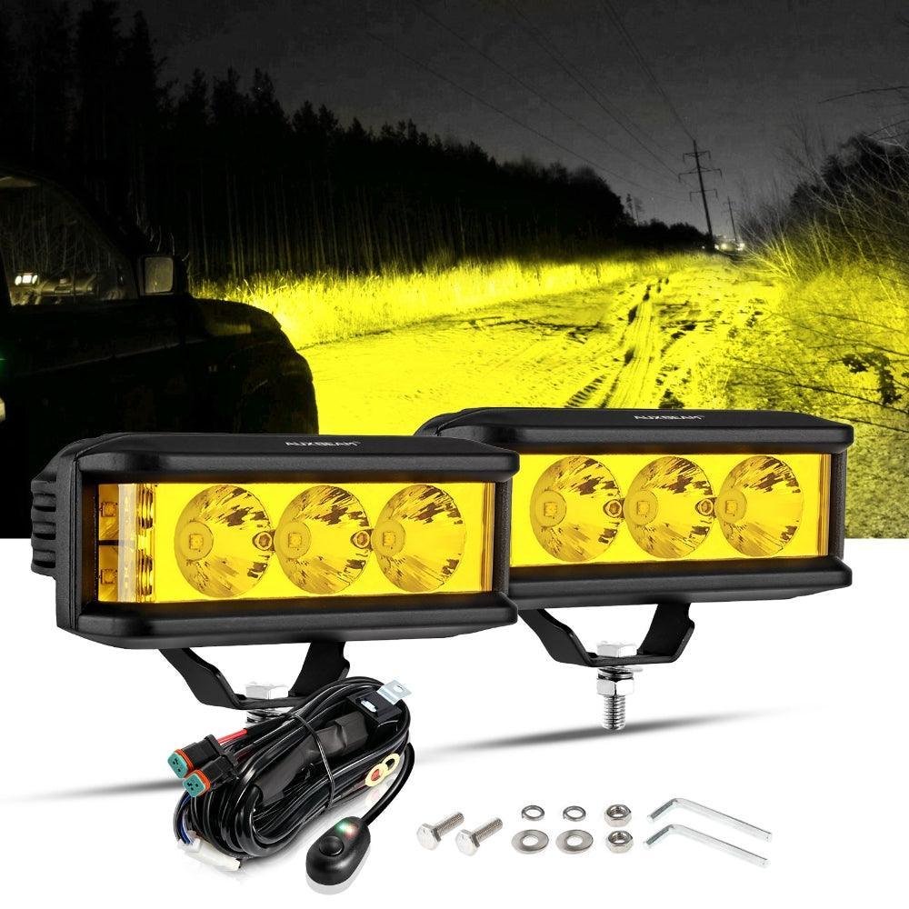 アレックス　ライトパネル（黄）　AREX CUBE-Z Series 4 Inch Flood LED Pod Lights Off Road Lights with White D