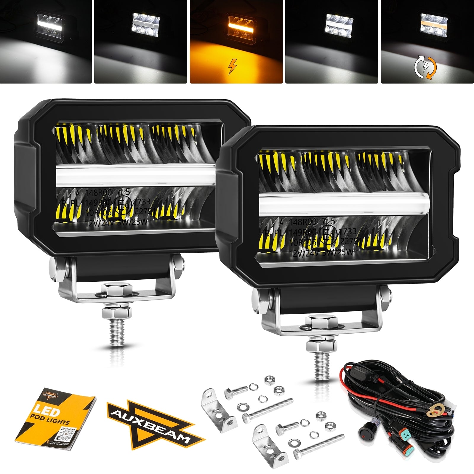 2pcs 4x4 Auto LED-Scheinwerfer 5000lm 12v 24v Drl Hi/lo Beam 50w 5' 9 Leds