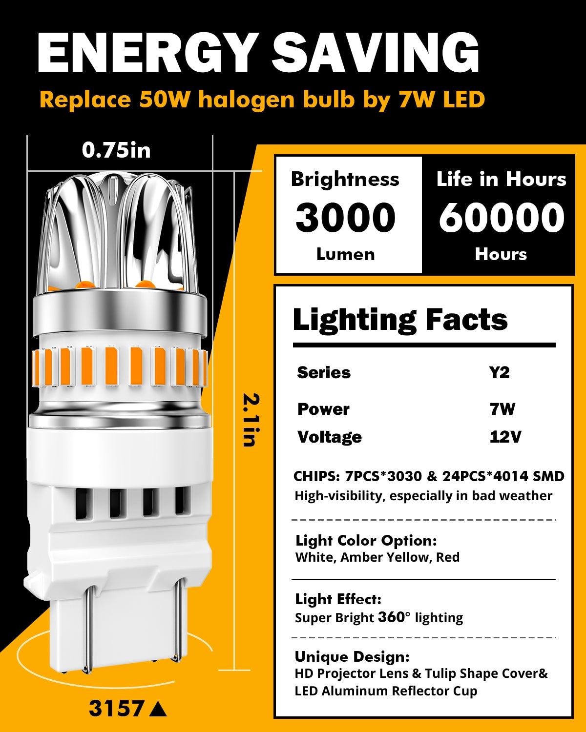 AUXITO Yellow Amber 3157 LED Turn Signal Parking Light Blinker - Foto 9