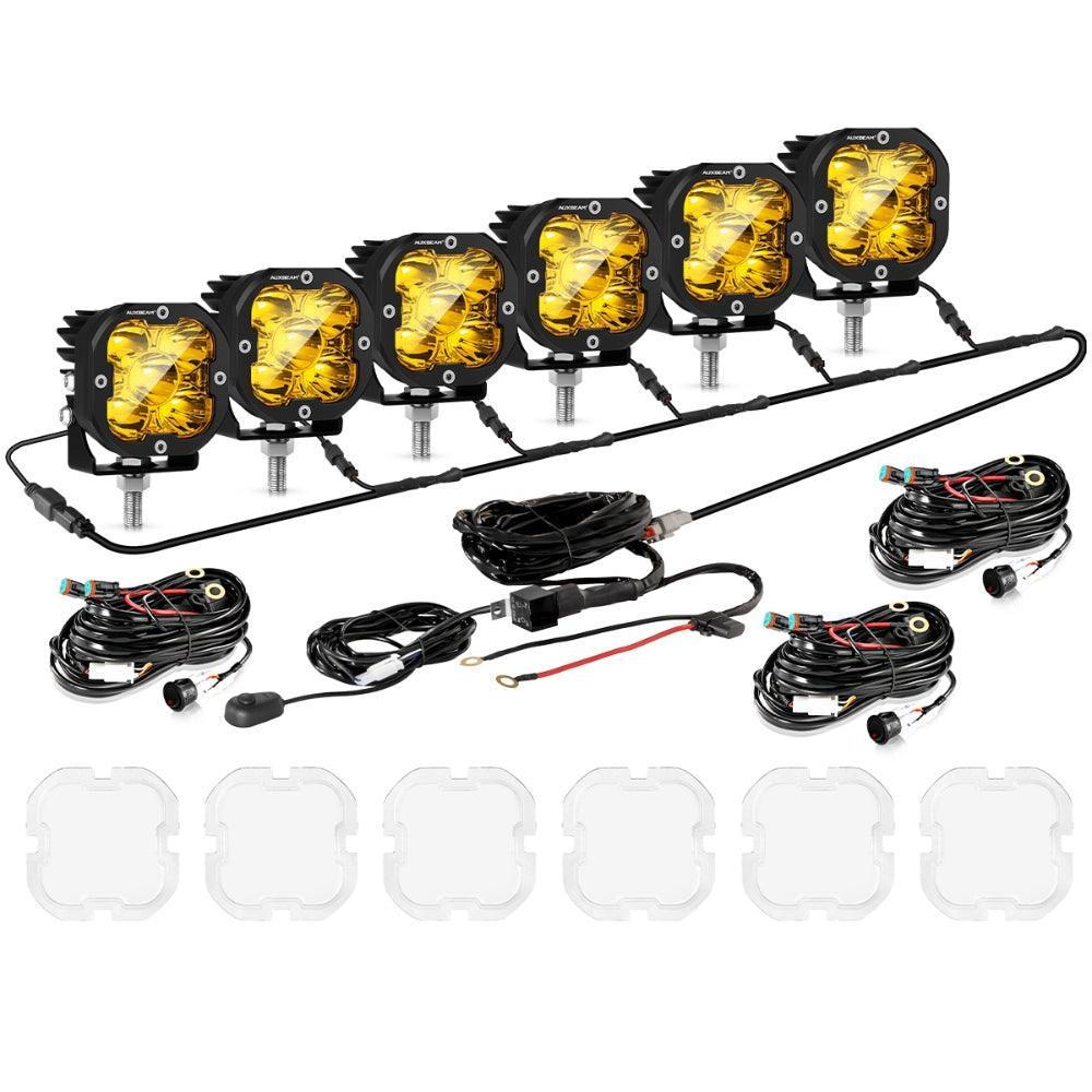Auxbeam 3 inch LED Pods Lights, Off Road Light with White&Amber Cover