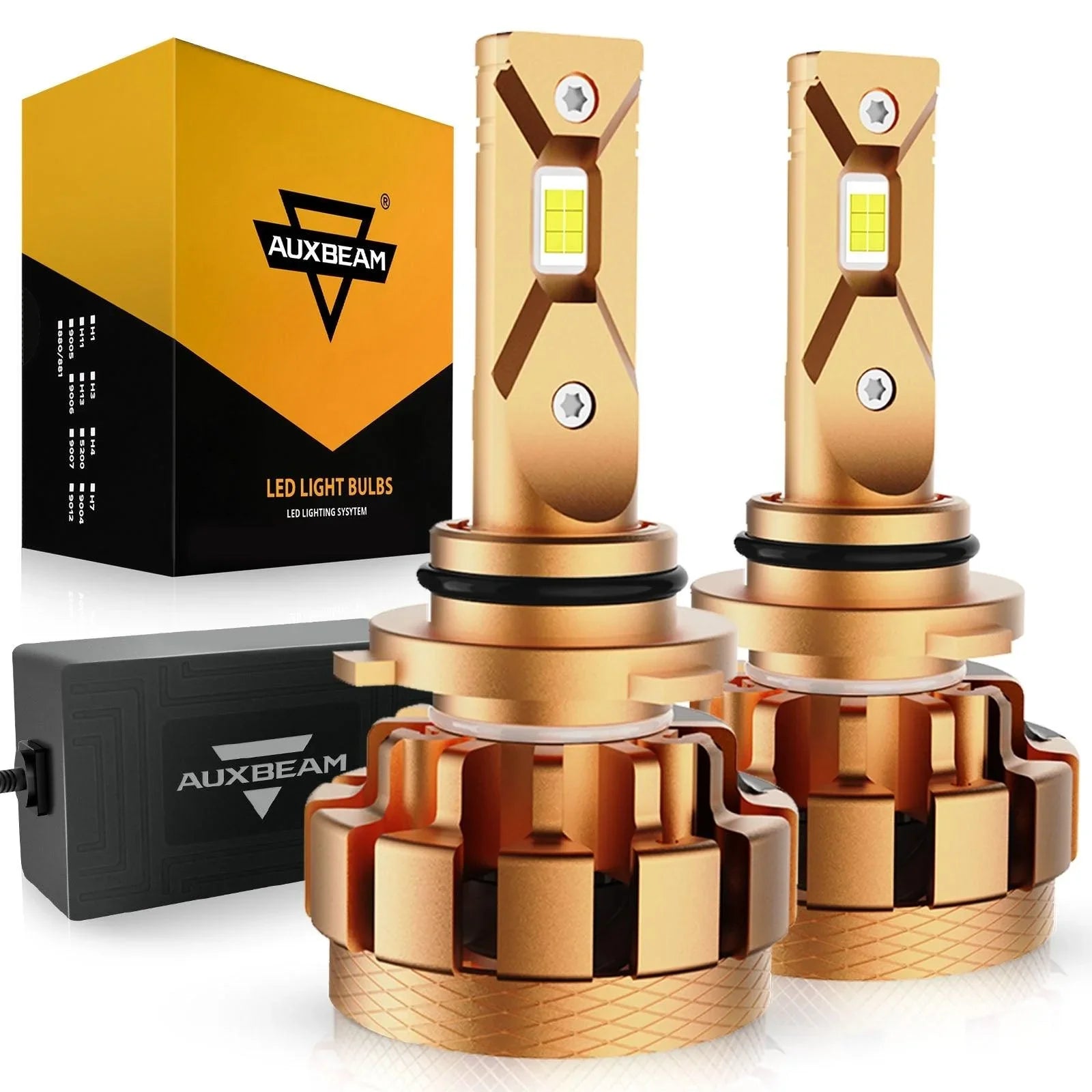 AUXBEAM LED 9006 HB4 Headlight Bulb Kit - 72W 8000LM 6000K White Light For Low Beam