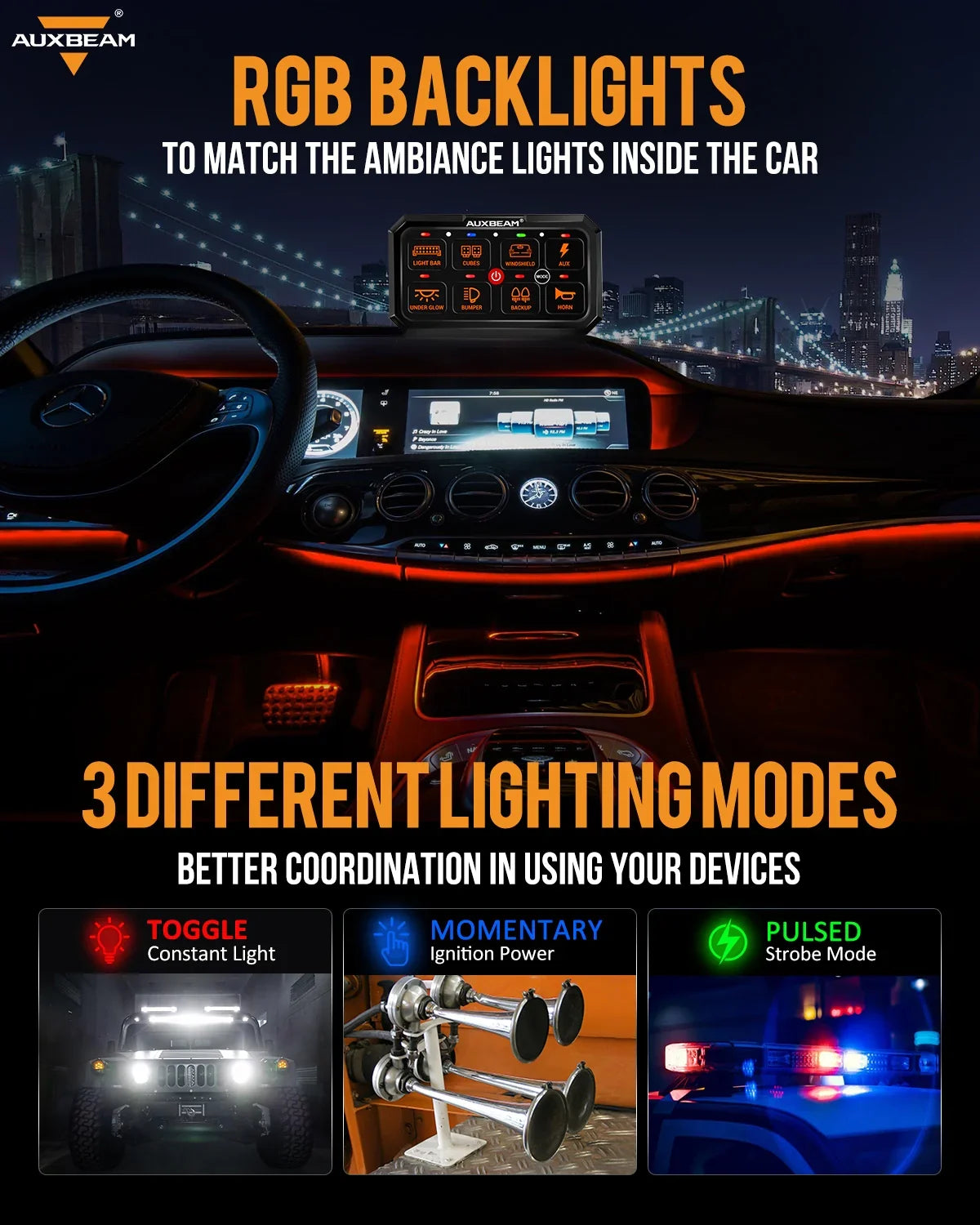 8 Gang RGB Switch Panel: RA80 XL Off-Road Controller