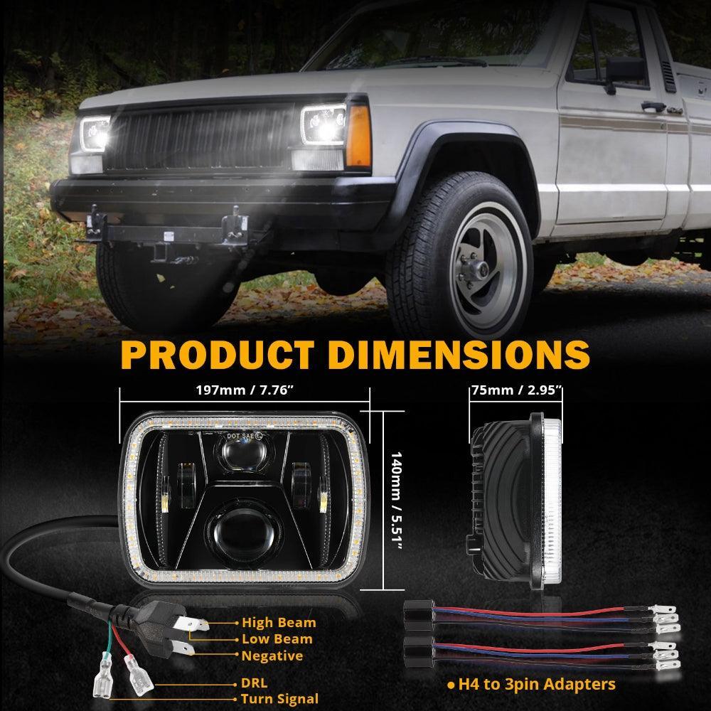 5x7 7x6 LED Headlight Hi/Lo Sealed Beam DRL For Jeep Wrangler YJ 5x7 7x6 LED Headlight Hi/Lo Sealed Beam DRL For Jeep Wrangler YJ