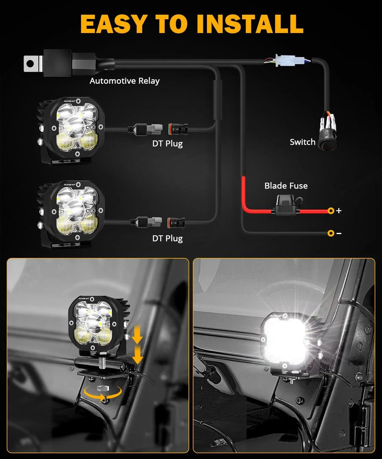 XP-ULTRA Series 3 Inch 80W Combo Beam LED Pods Amber&White Offroad Lig
