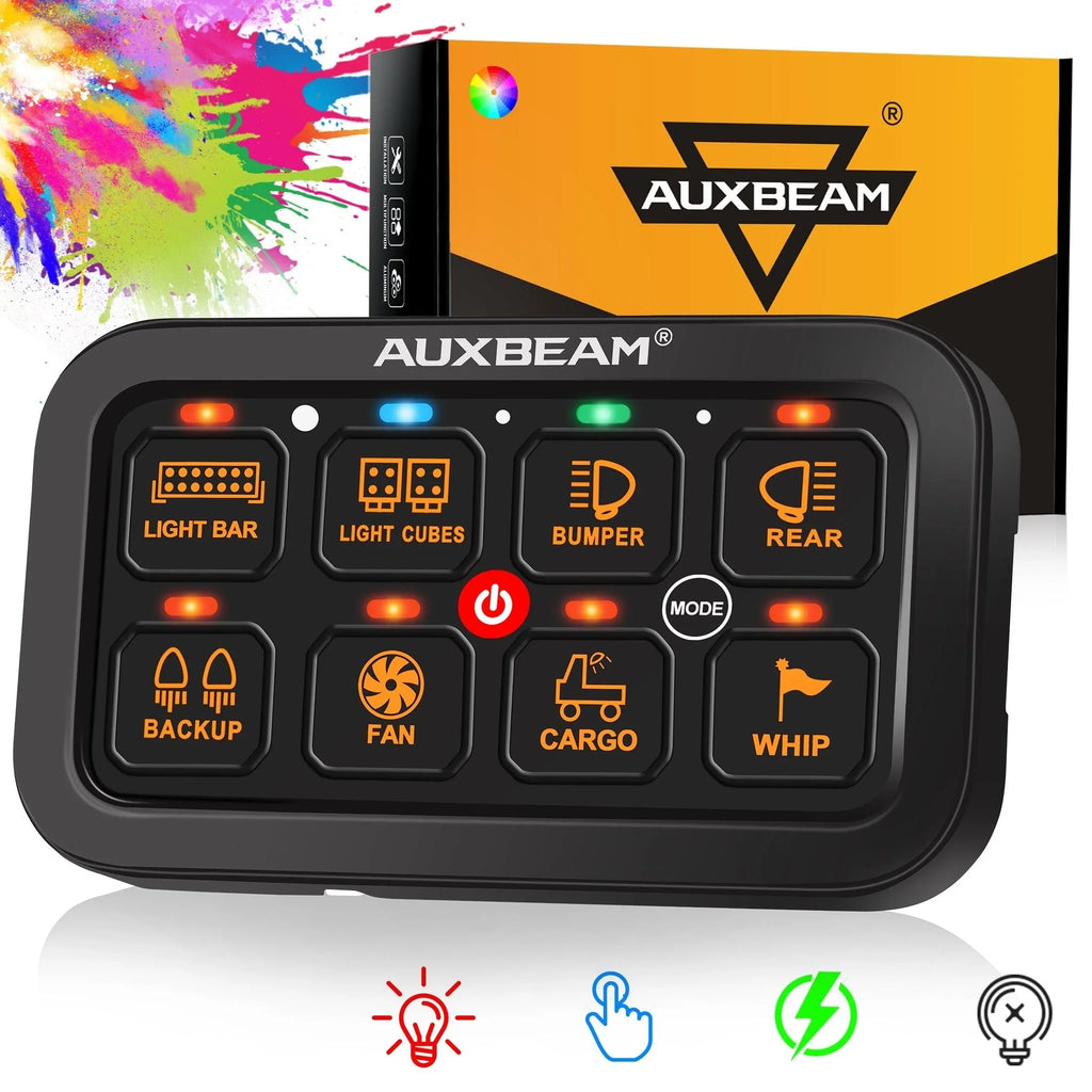Auxbeam® RA80 RGB Switch Panel, Toggle/ Momentary/ Pulsed Mode
