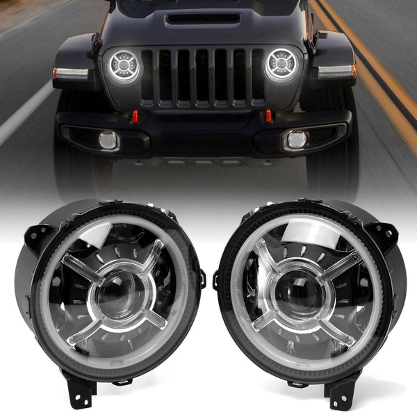 9 Inch 100W Dot Approved LED Headlights with Halo DRL&Turn Signal High