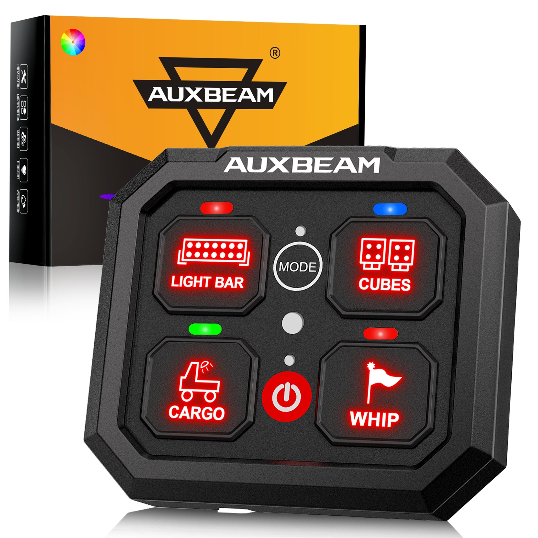 Auxbeam® RA40 RGB Slim Switch Panel, Toggle/ Momentary/ Pulsed