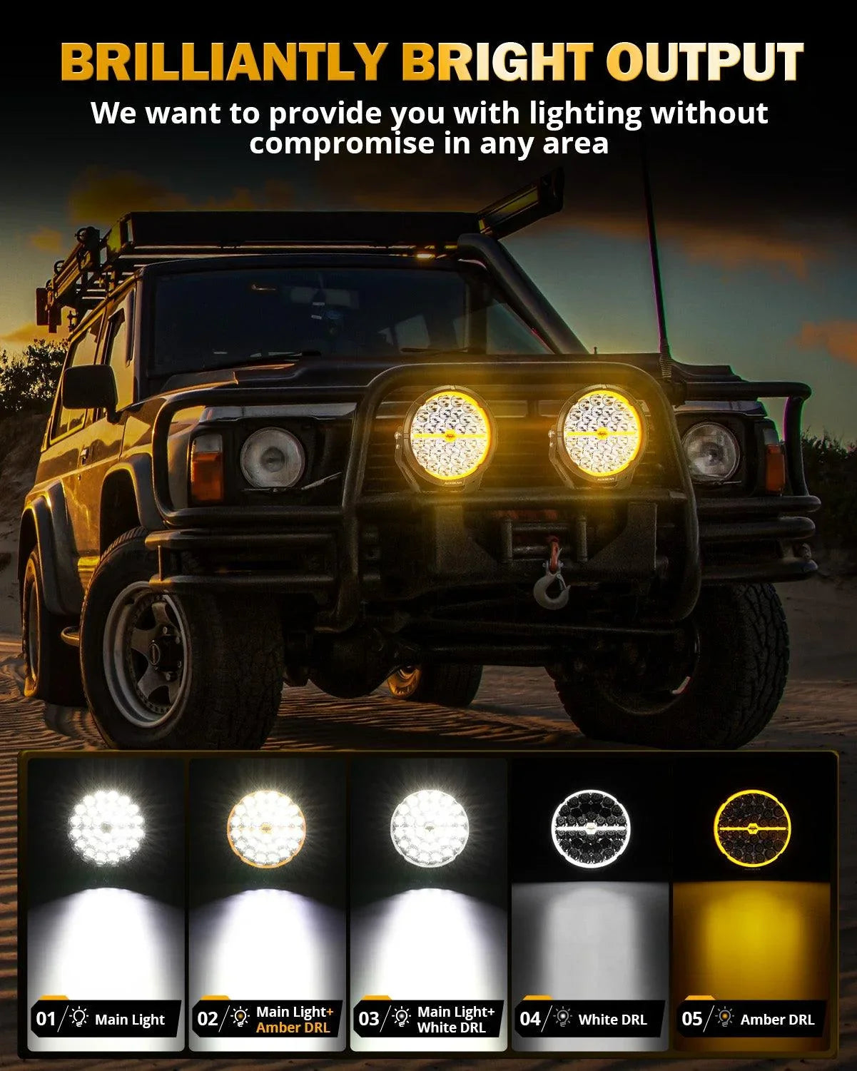 Auxbeam® RAY-L Series 9 Inch 318W 34180LM Dual DRL Offroad LED