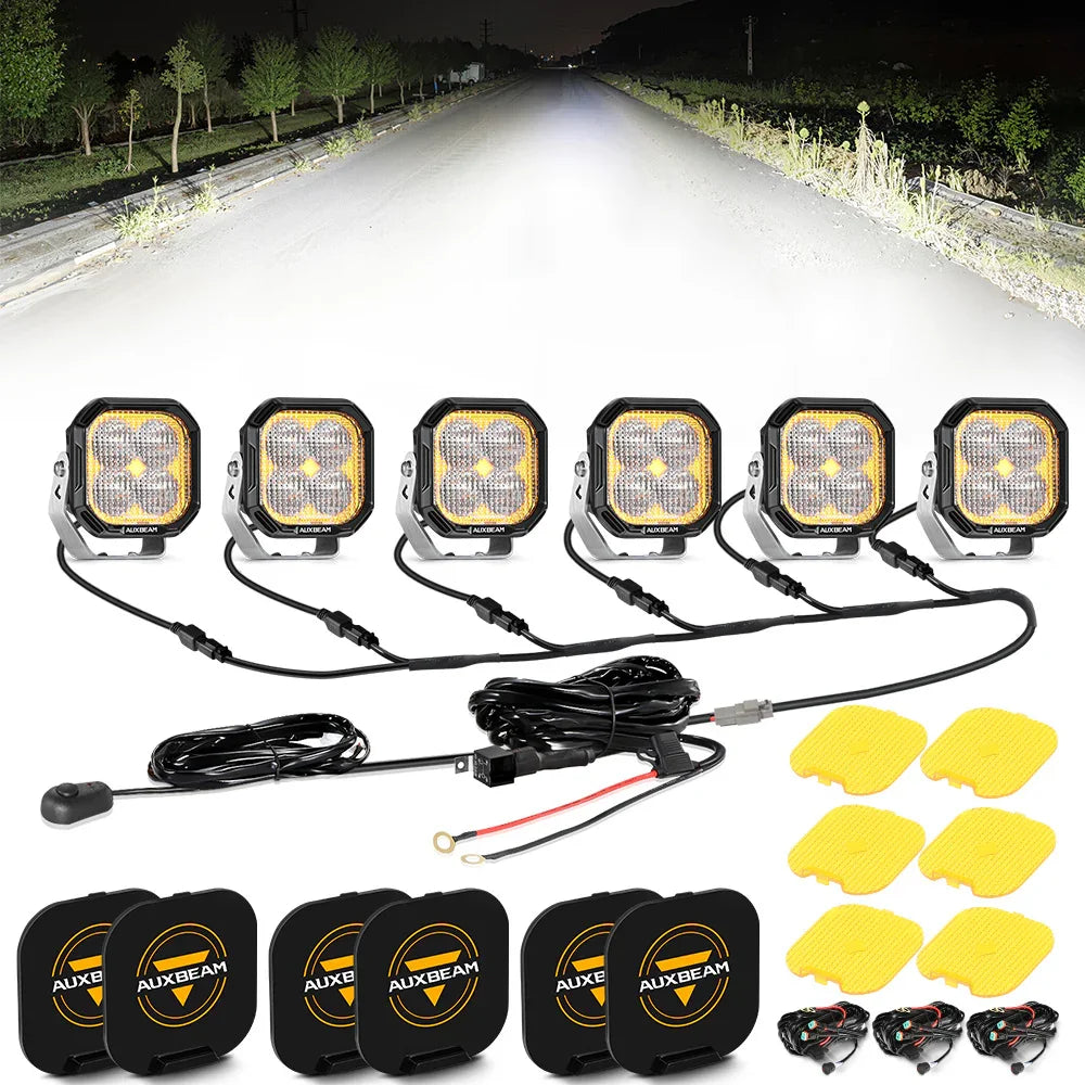 Auxbeam®Color Play Series 3 Inch 100W Flood LED Pod Lights Off