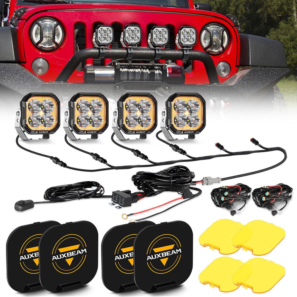9 Inch LED Round Driving Lights Offroad Headlight + Wiring Loom Harness