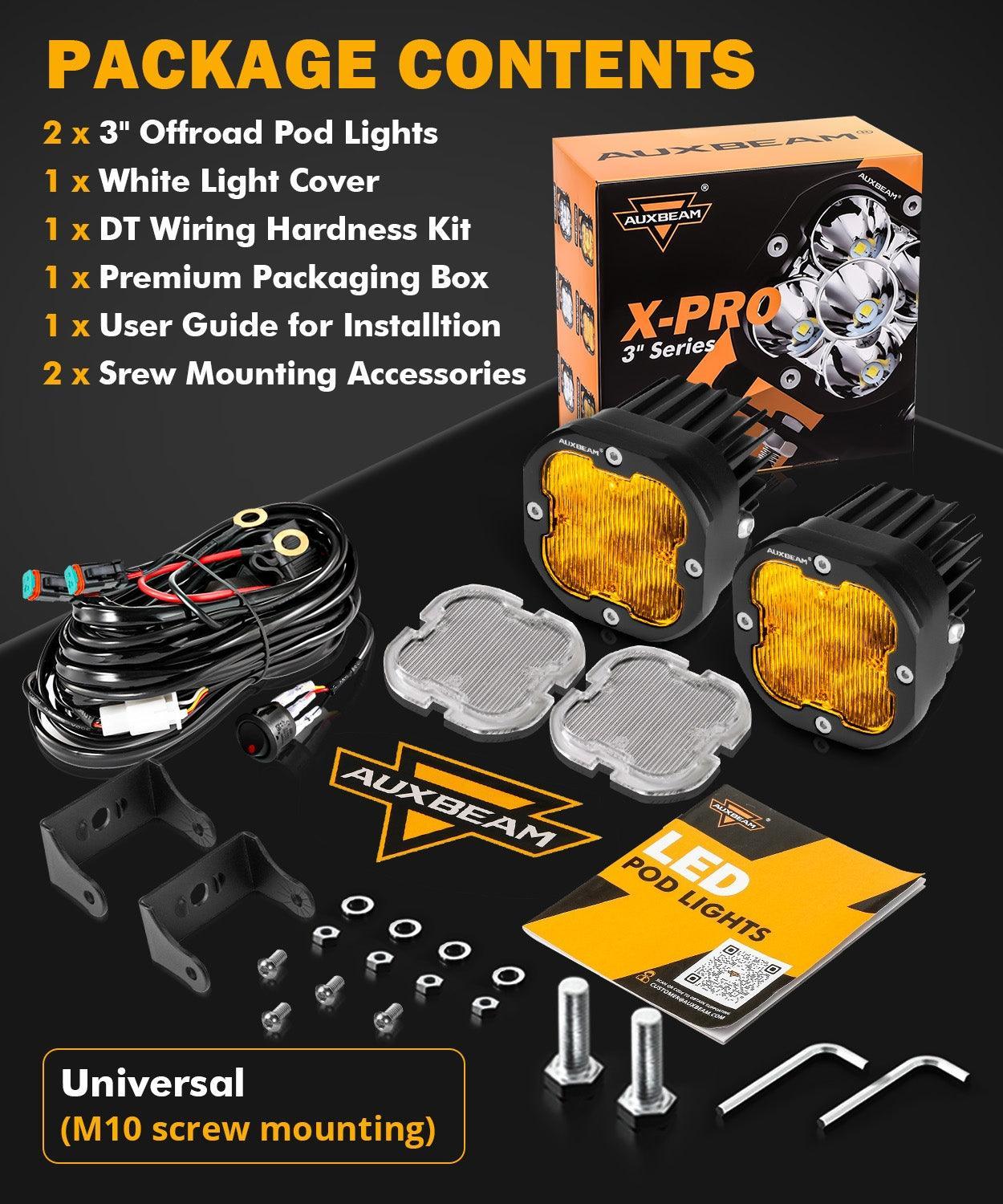 XP-ULTRA Series 3 Inch 80W Flood Beam LED Pods Amber&White Offroad Lig