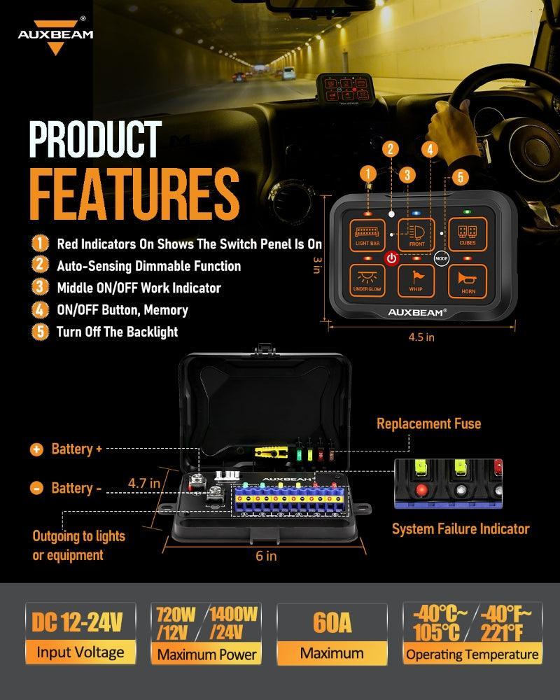 Auxbeam® AR-600 RGB Switch Panel with APP