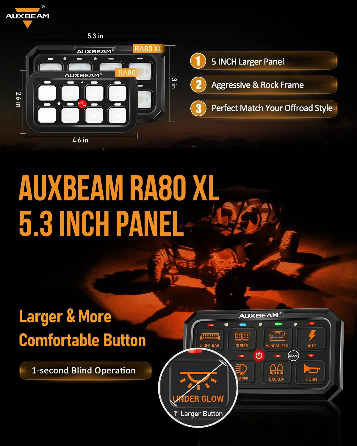 8 Gang RGB Switch Panel: RA80 XL Off-Road Controller