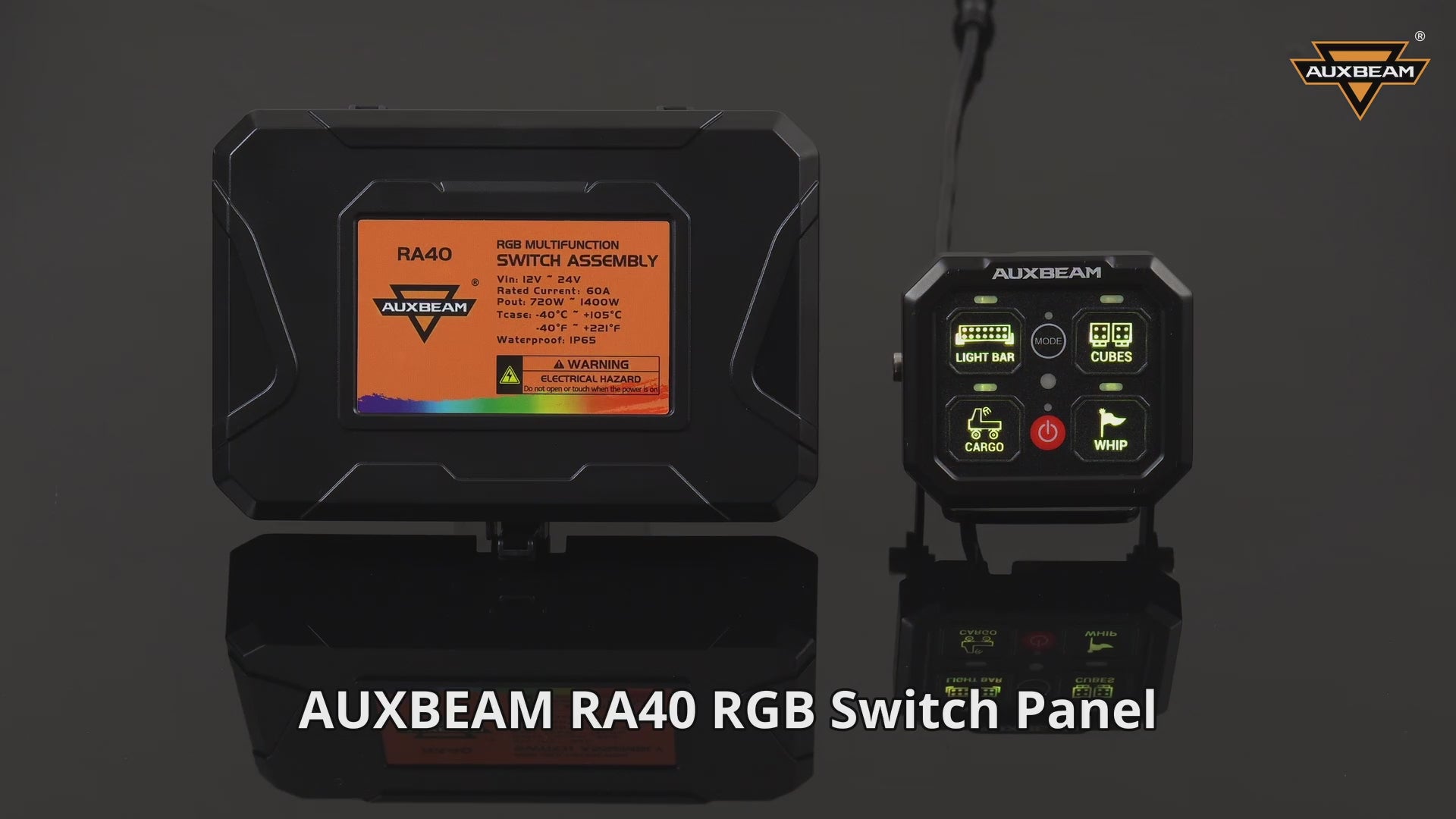 Auxbeam® RA40 RGB Slim Switch Panel, Toggle/ Momentary/ Pulsed
