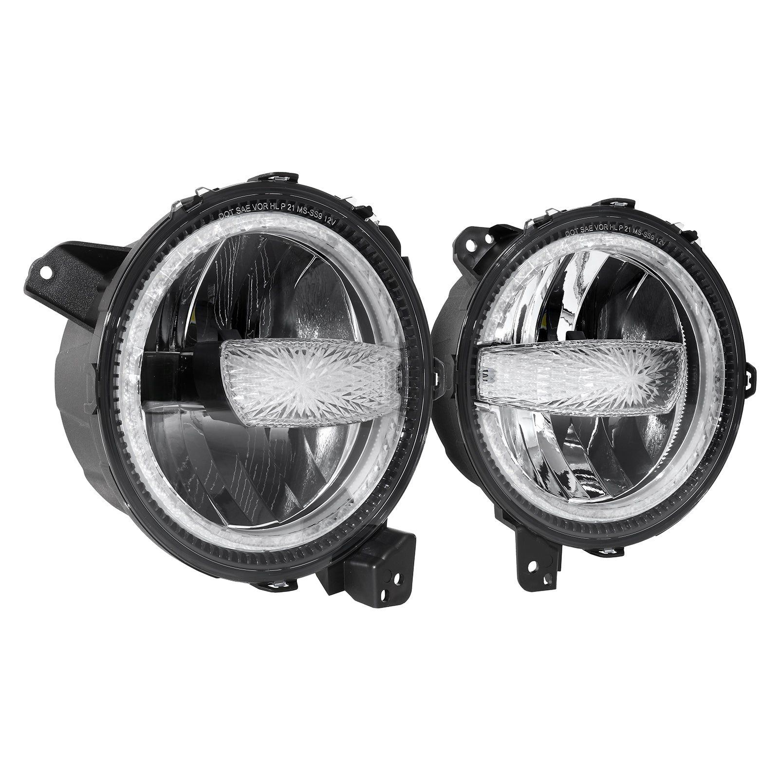 (2pcs/set) 9 Inch 120W DOT Approved LED Headlights with Halo Ring DRL &  High Low Beam for 2018-2021 Jeep JL JLU Gladiator JT
