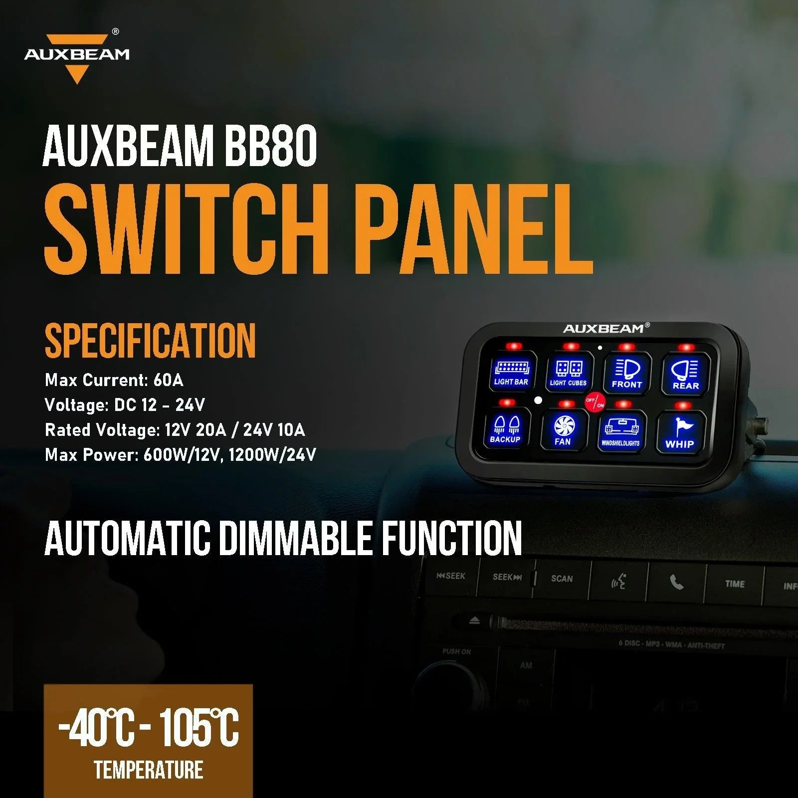 Auxbeam® Switch Panel | Off Road Lights Controller | 6/8 Gang