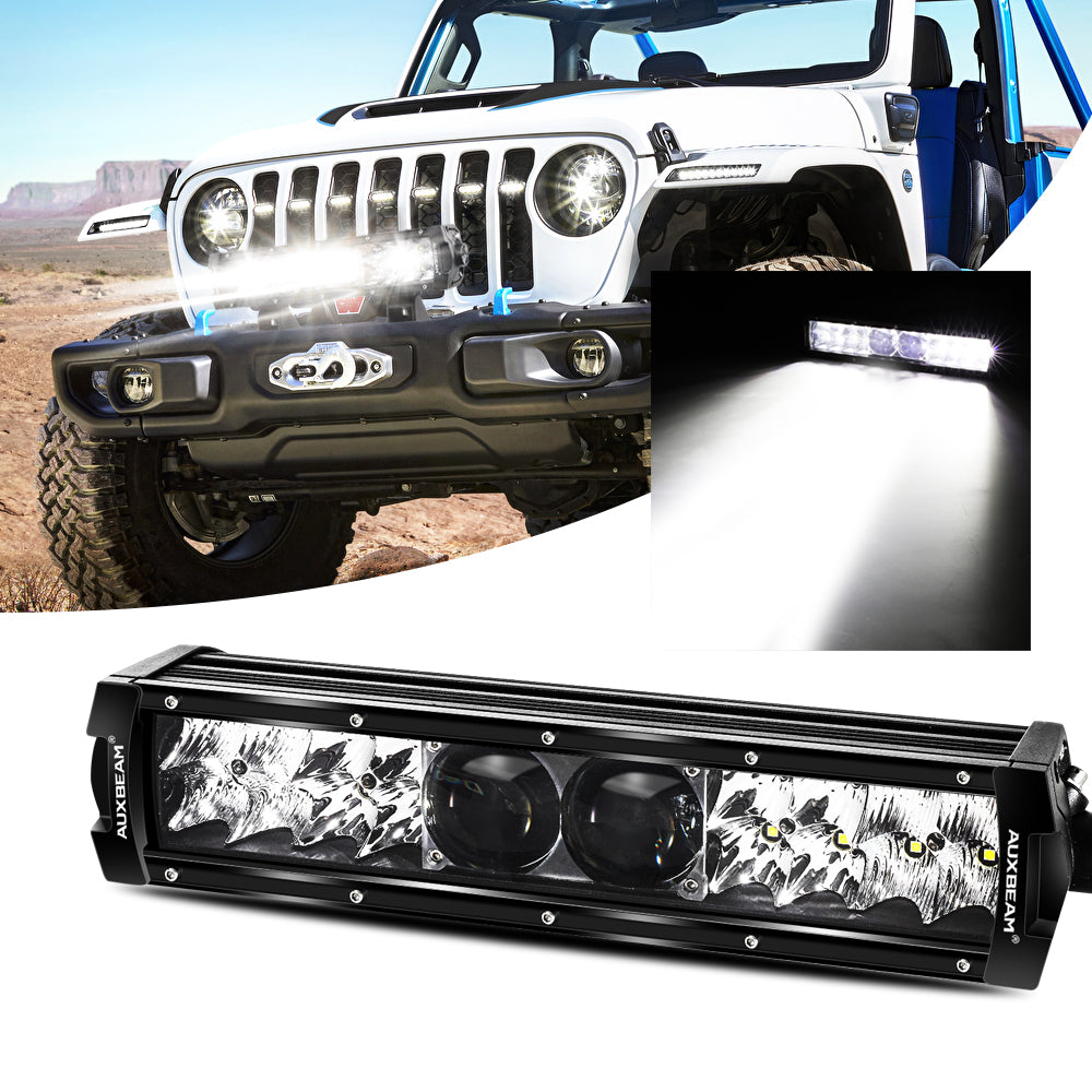 LED Light Bar 10 inch, 4WDKING Screwless Design Waterproof Double Row Off  Road Light Bar Combo Beam Mount on Front Bumper and Grille Compatible for