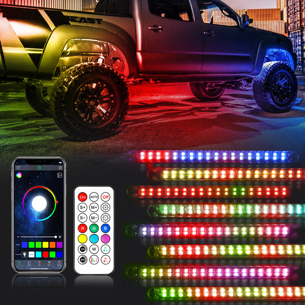 Magic Dream Color RGB Underglow Lights LED Strip Lights Kit with Bluetooth  APP & Wireless Remote Control with Brake Light Function