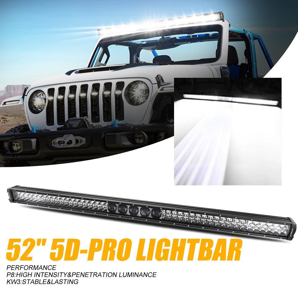 【週末値下げ】【新品未使用】AUXBEAM LEDライト ZD000676 Auxbeam® 5D-PRO Series Off Road Led Light Bar, 52 Inch 55000LM
