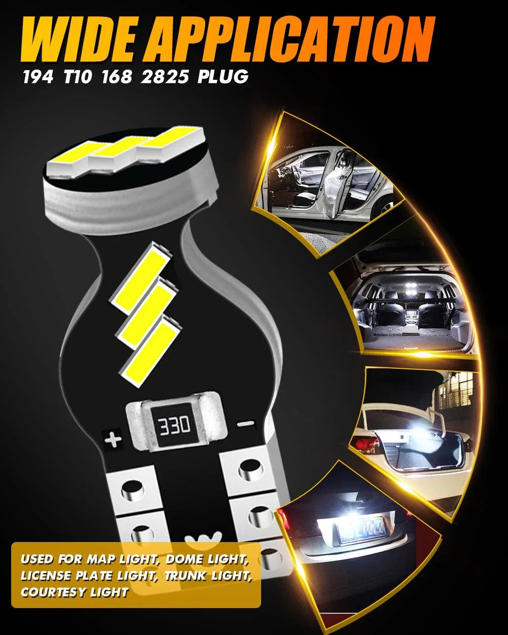 Fydun Lampadine 16 colori 2 pezzi RGB LED T10 168 194 2825 W5W Map Dome Telecomando interno Fydun Lampadine 16 colori 2 pezzi RGB LED T10 168 194 2825 W5W Map Dome Telecomando interno