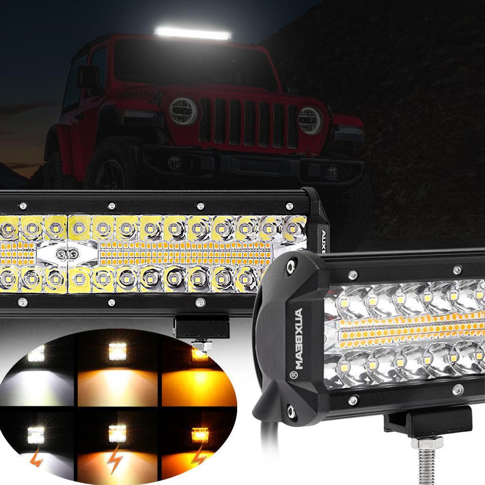 6 Modes White&Amber LED Working Light with Wiring Harness for SUV