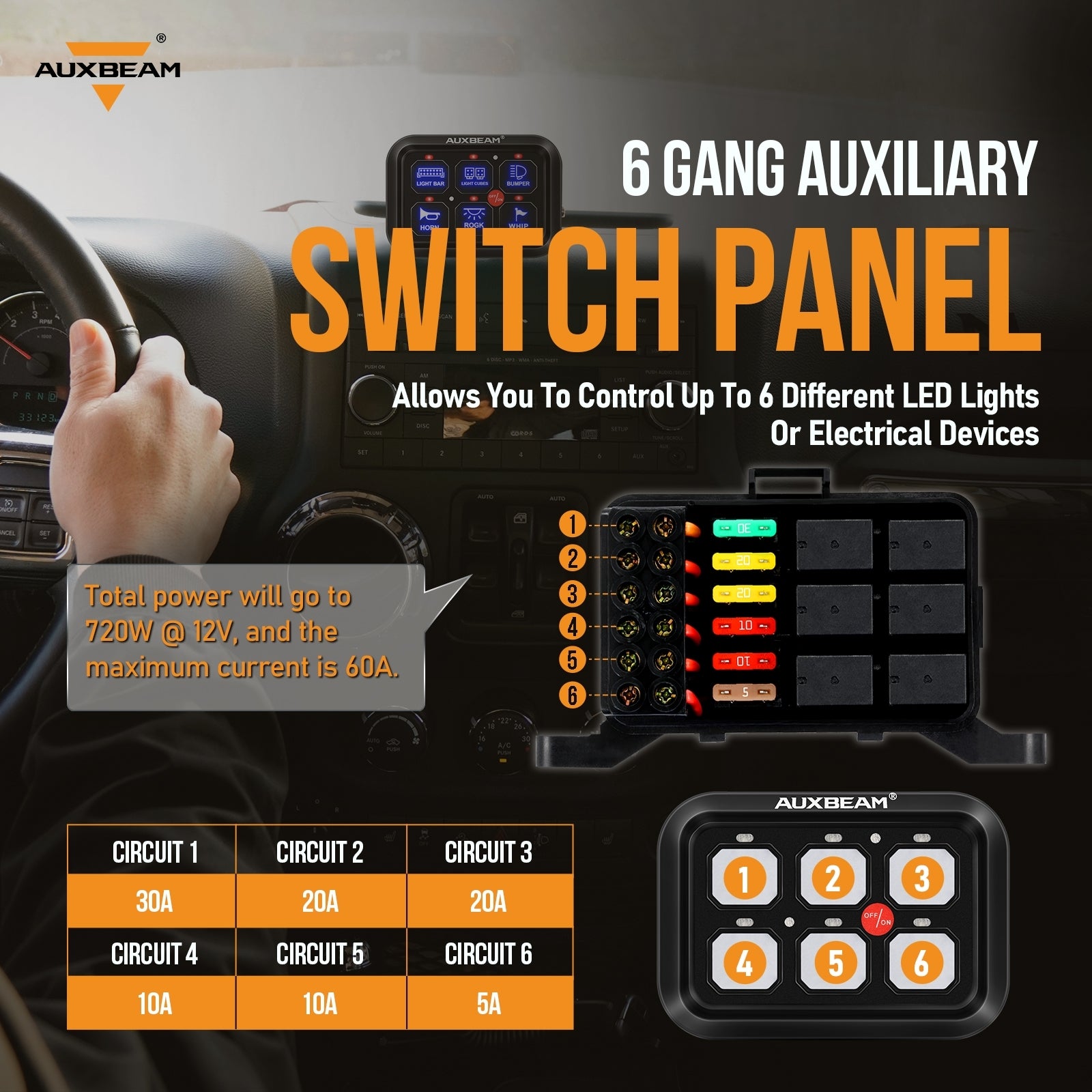 6 Gang Switch Panel | Off Road Light Controller