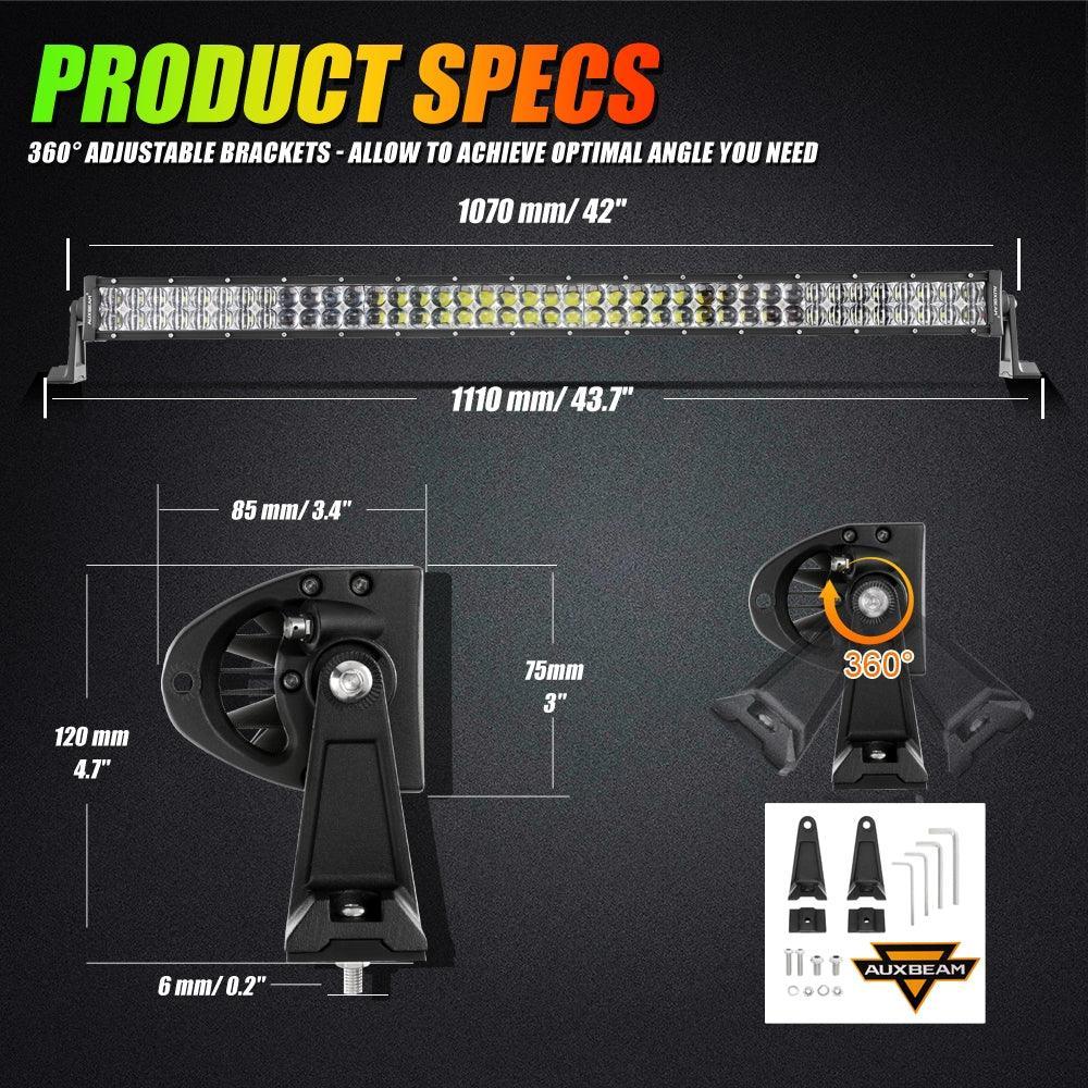 Auxbeam® 42 Inch Off Road Straight Led RGB Light Bar & RGB LED