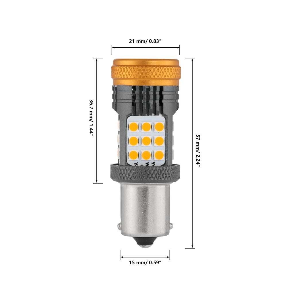 EverBright 1156 BA15S 180 Degree P21W Led Turn Signal Bulb 1141 7506 Front  Rear Light, Canbus Error Free with Resistors, Amber/Yellow, 2800Lumen 3014
