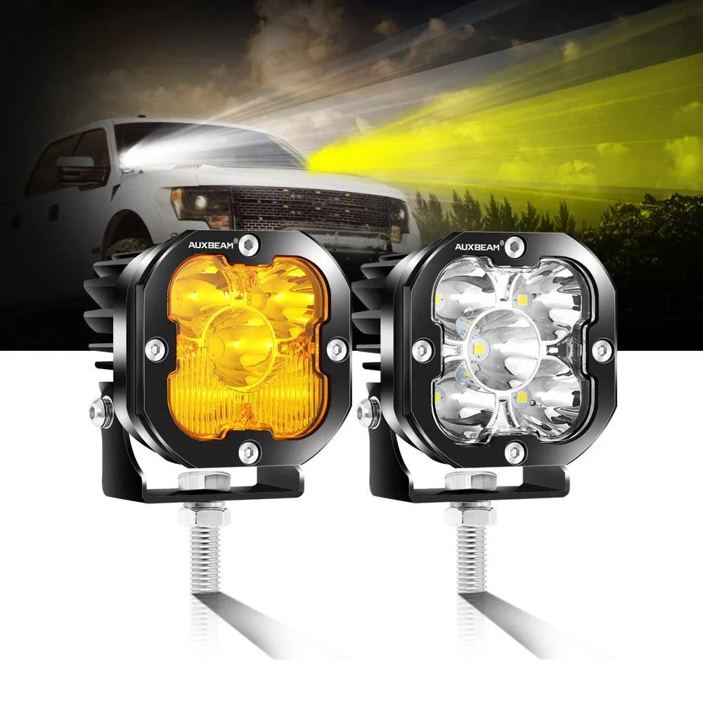 3" LED Pods Lights for FORD F150 F250, LED Pod Fog Light Offroad LED  Driving Lights Spot Lights White&Amber Cover