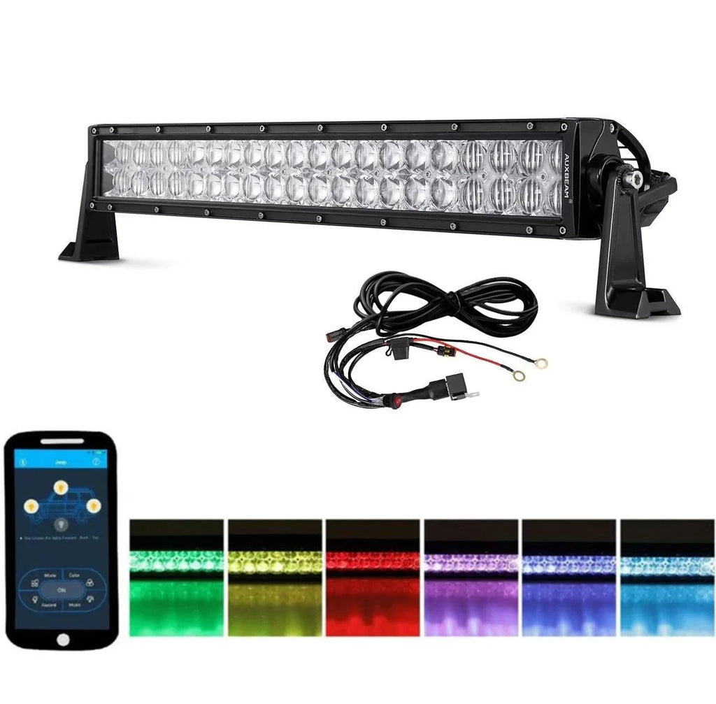 Auxbeam 22 Inch Off Road Light Bar | V-Series RGB Color Changing