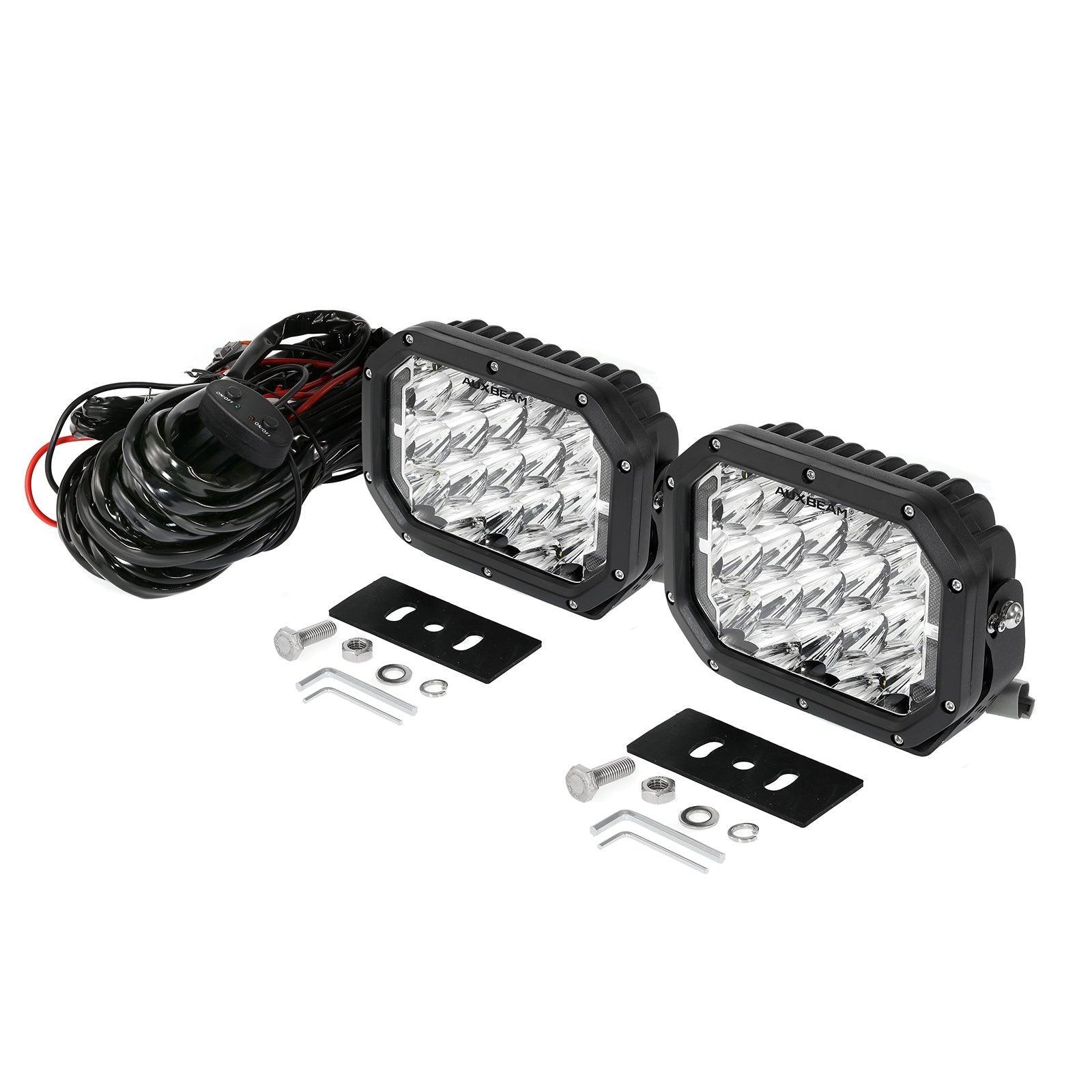 Auxbeam® 7x5 Inch Rectangle LED Pods White Spot LED Driving Lights with DRL