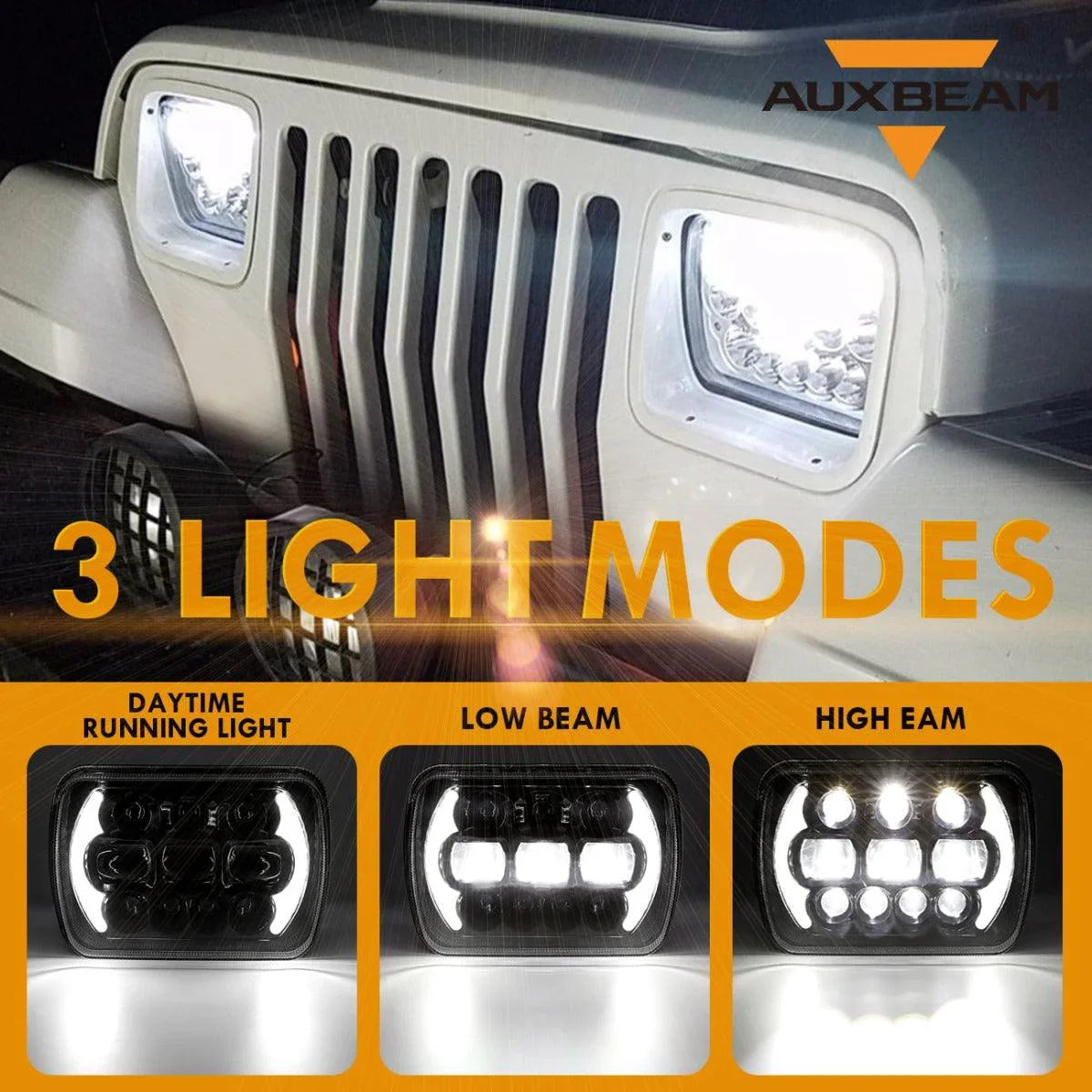 Auxbeam 5x7 LED Scheinwerfer – 12000LM, Mit DRL Und Blinker, High/Low Beam, Kompatibel Mit Jeep Cherokee XJ, Wrangler YJ, Ford, Chevrolet, DOT, Schwarz Auxbeam 5x7 LED Scheinwerfer – 12000LM, Mit DRL Und Blinker, High/Low Beam, Kompatibel Mit Jeep Cherokee XJ, Wrangler YJ, Ford, Chevrolet, DOT, Schwarz