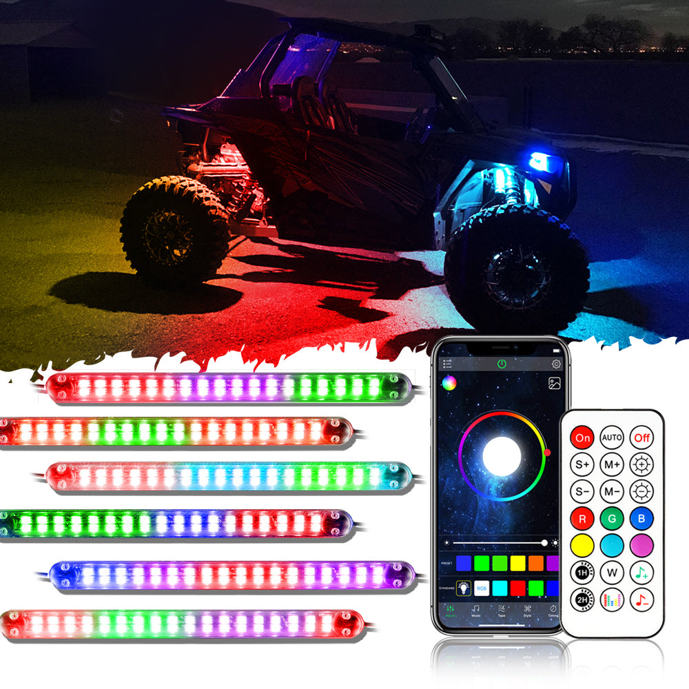 Magic Dream Color RGB Underglow Lights LED Strip Lights Kit with Bluetooth  APP & Wireless Remote Control with Brake Light Function for ATV UTV