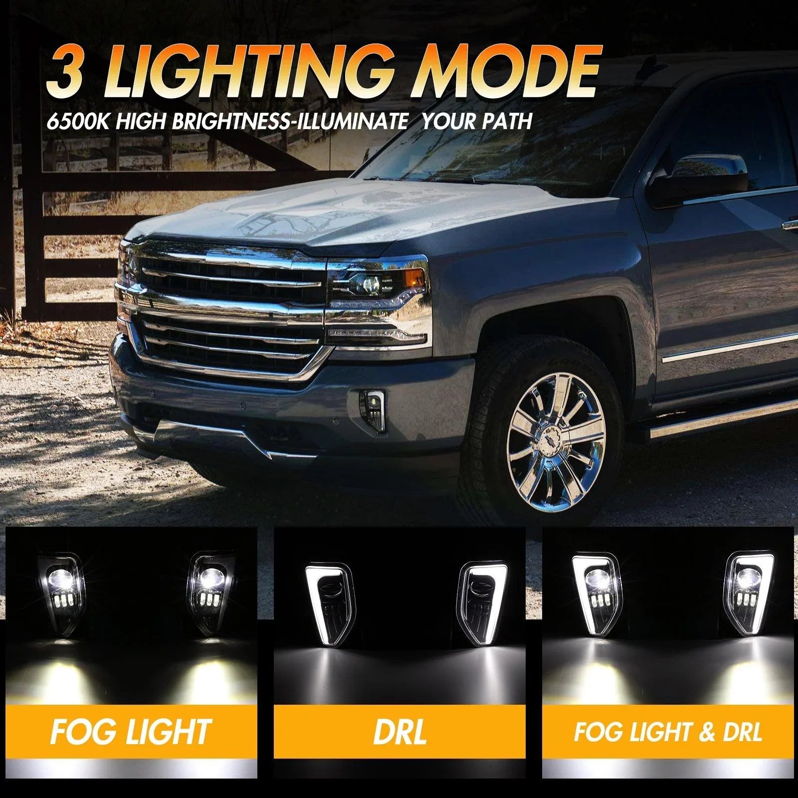 LED Fog Lights with DRL for 2016-2018 Chevy Silverado 1500