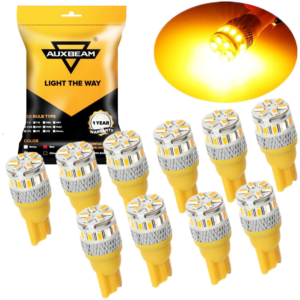 300LM Extremely Bright Canbus Error Free 194 168 2825 192 W5W T10 LED Bulbs  Amber Yellow 9-SMD 2835 LED Chipsets for Side Marker Turn Signal Blinker