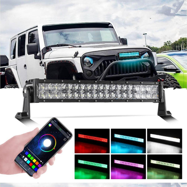 AUXBEAM RGB RB80ワークライト 等に　プラド　ハイラックス Auxbeam® 22 Inch Off Road Straight Led RGB Light Bar for Pickup