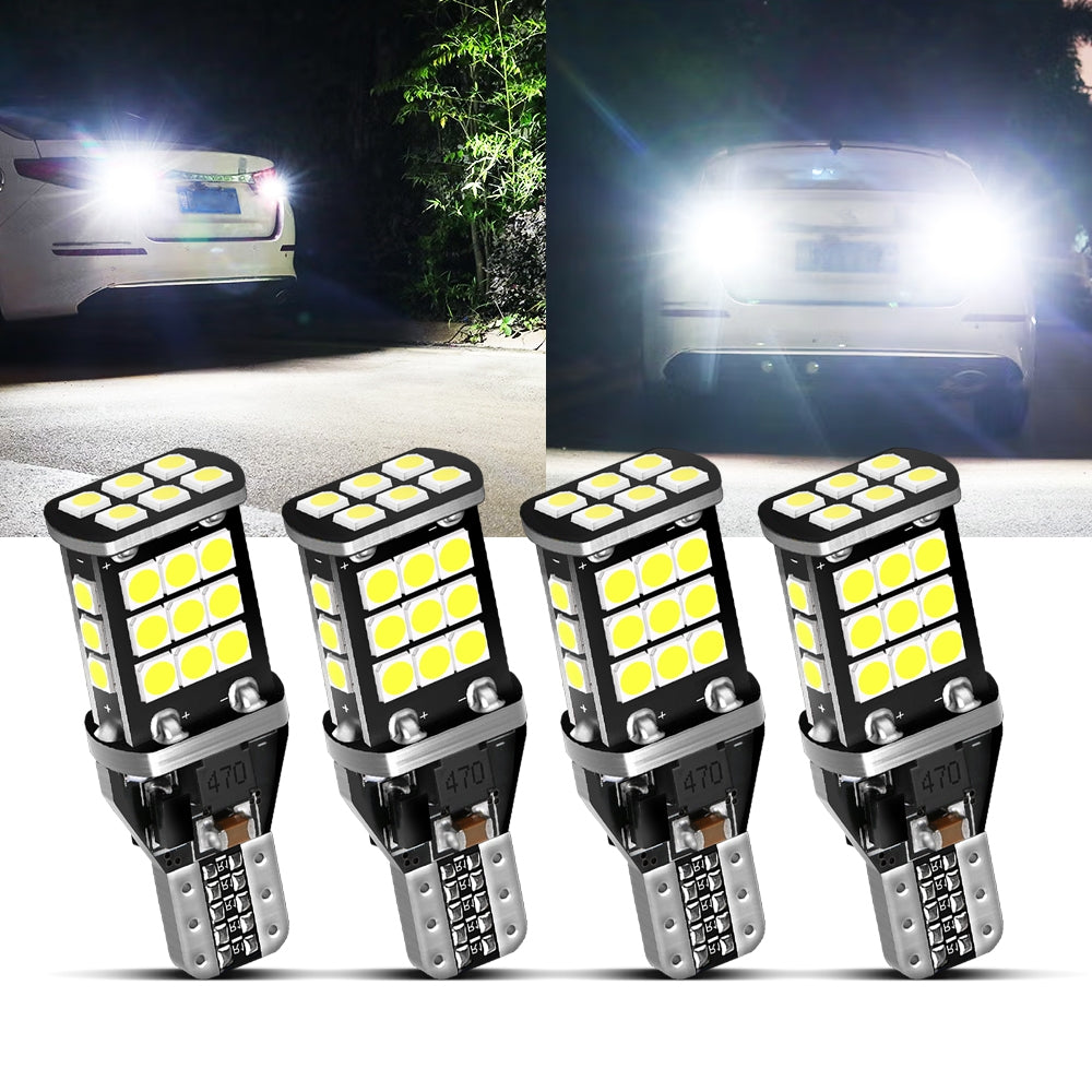 912 921 T15 W16W LED Back-up/Brake/Tail Light Bulbs 10W 300% High  Brightness CAN-Bus Error Free 6500K White | 2 Bulbs