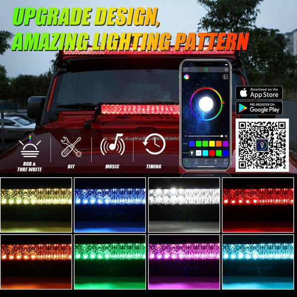 Auxbeam® Light Bar, 52 Inch RGBW Color Changing Off Road Led Light Bar