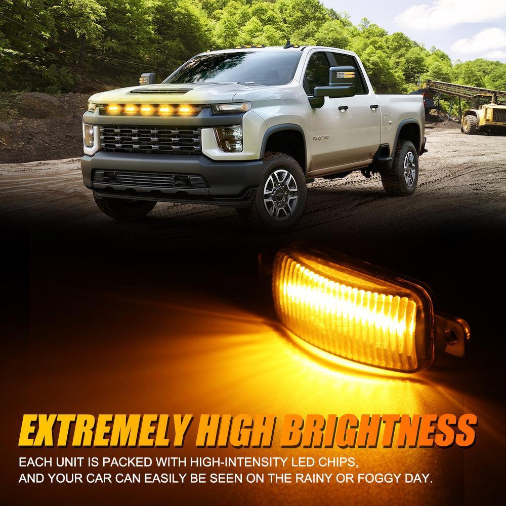 4" Inch Smoked Amber LED Front Grille Marker Lights Kit, 4Pcs 4