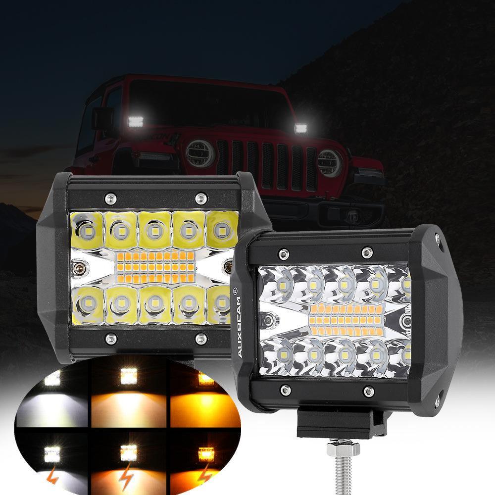 6 Modes White&Amber LED Working Light with Wiring Harness for SUV