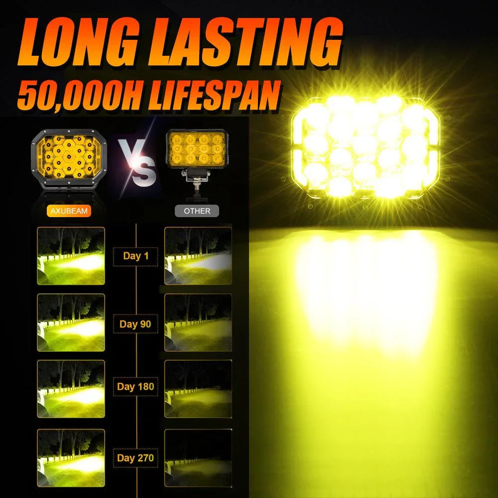 7x5 Inch Rectangle LED Pods Amber Spot LED Driving Lights with DRL