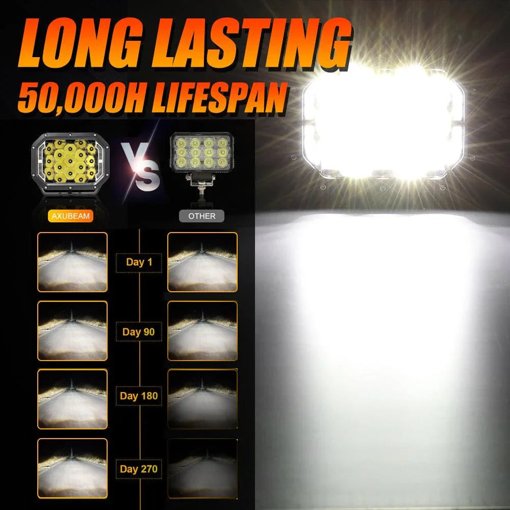 Auxbeam® 7x5 Inch Rectangle LED Pods White Spot LED Driving Lights with DRL