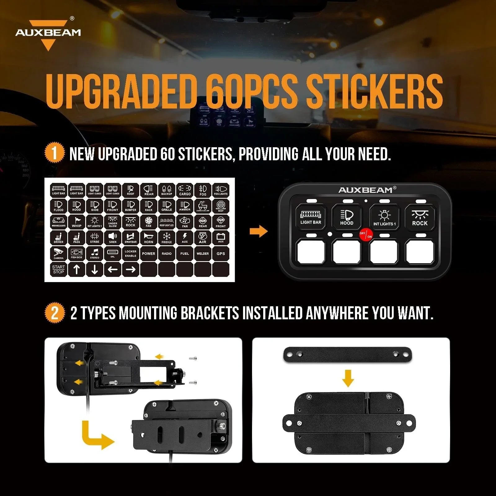 Auxbeam 8 Gang Switch Panel | Off Road Light Controller for Truck