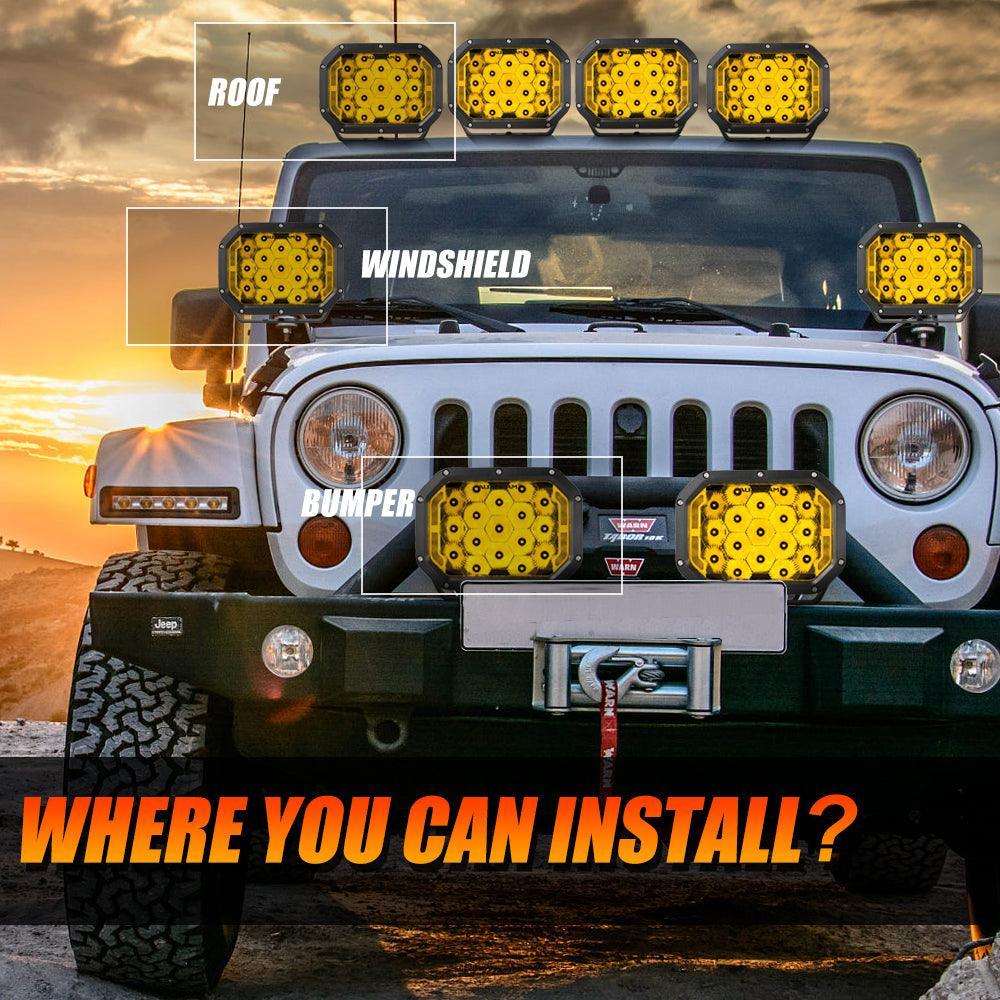 Auxbeam® 7x5 Inch Rectangle LED Pods Amber Spot LED Driving Lights