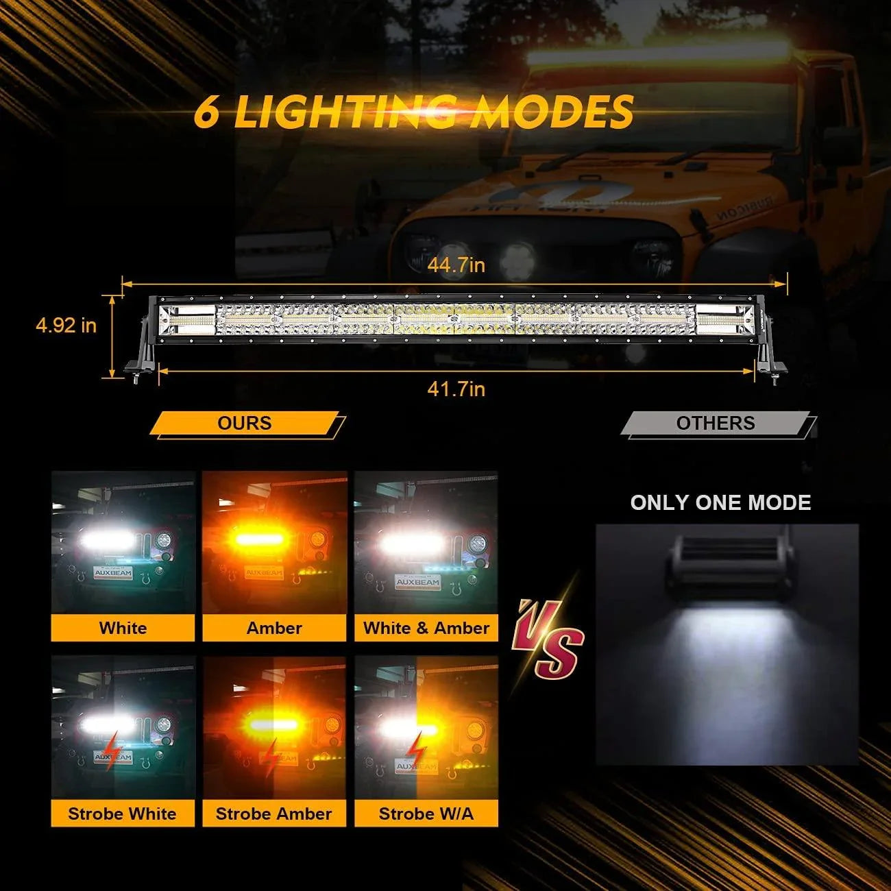 Auxbeam® 42 Inch Curved Off Road Amber yellow and white Led Light bar