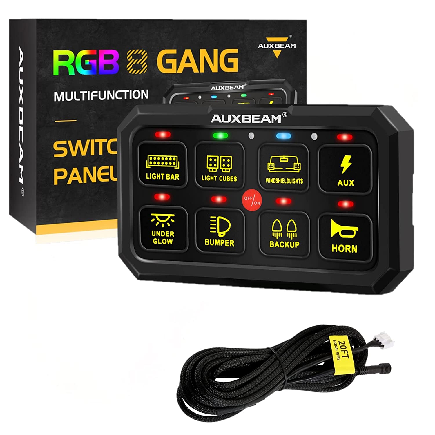 Auxbeam 8 Gang Switch Panel, Off Road Light Bar Controller RA80 Series